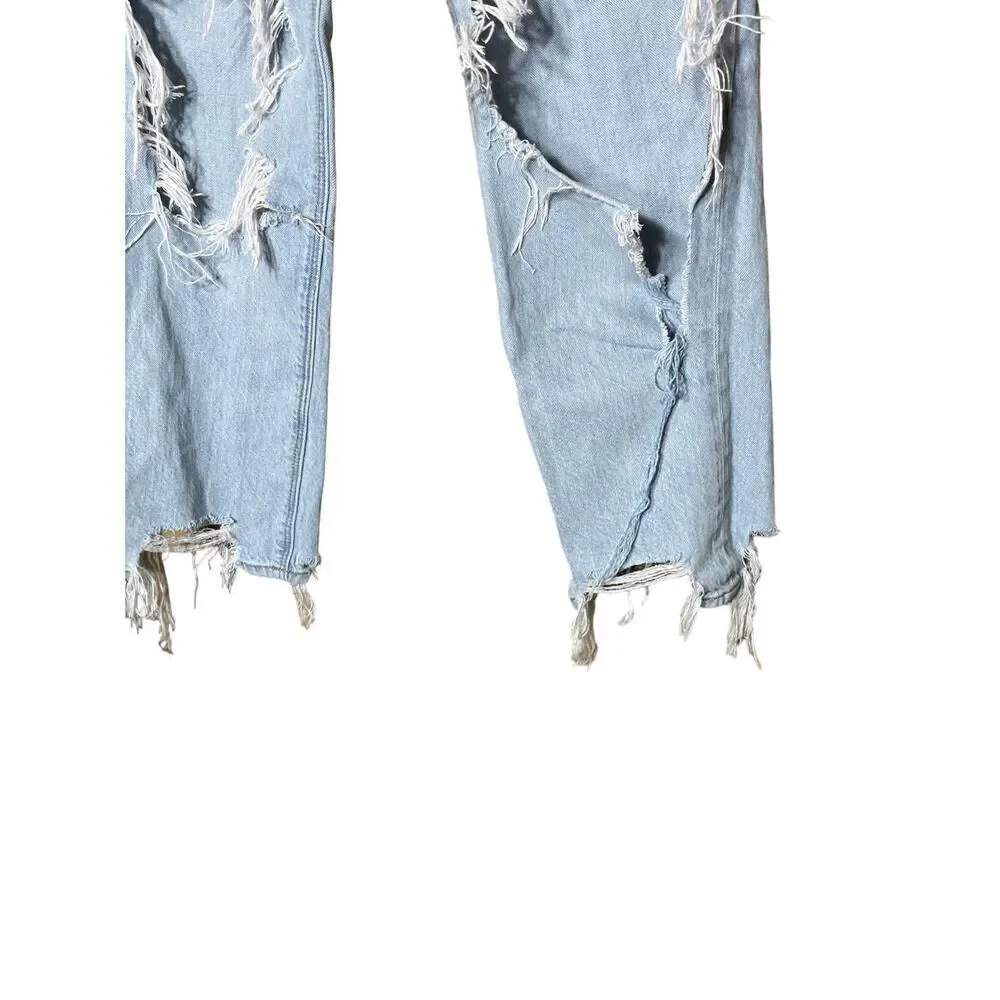 American Eagle Comfort Stretch Waistband‎ Ripped Mom Jeans Light Wash Size 4 - Picture 5 of 10